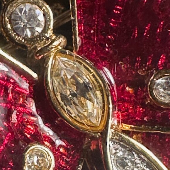 Vintage Judith Leiber, Swarovski Crystals Red Enamel, Gold Butterfly Brooch - Picture 3 of 9